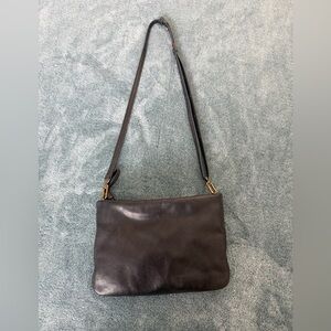 Madewell The Puffer Black Soft Leather Top Zip Crossbody Bag Detachable Strap